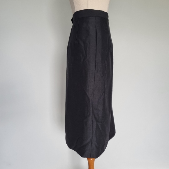 Fletcher Jones Black Wool Blend Midi Pencil Skirt Vintage 90s Size 16 - Picture 4 of 11